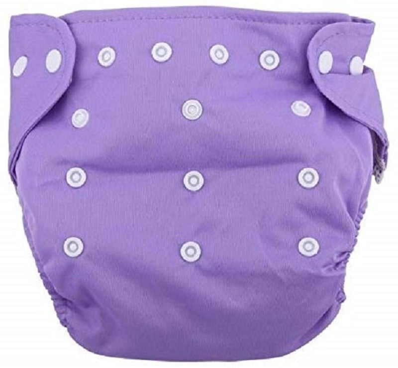Alya Pocket Button Style Solid Reusable Cloth Diaper All in One Adjustable Washable Diapers Nappies With Insert for Toddlers/New Borns(SMALL;3-12 KGS)(PURPLE, PACK OF 1) - Image 3
