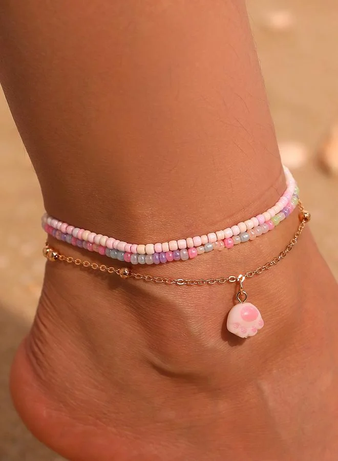 تايك تو طقم خلخال بخرز بشكل مخلب قطة 3 قطع