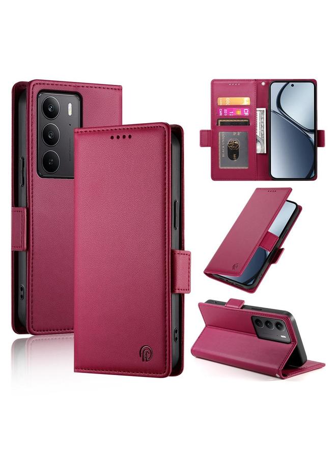 S-TOP Case For Realme C75 / Realme 14x Side Buckle Magnetic Frosted Leather Phone Case - Image 1