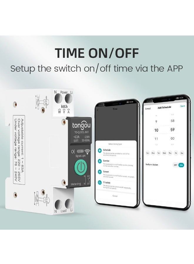 تونغو مُقَطِّع دارة ذكي TUYA WiFi MCB لحماية من التيار الزائد والجهد المنخفض مع عداد كهرباء، مفتاح تحكم لاسلكي 1-63A - Image 2