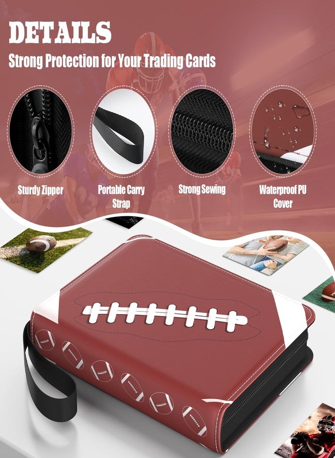 lanfrom Trading Card Binder with Sleeves, 4-Pocket Football Card Binder Premium 440 Double Sided Pocket PU Card Collection Binder, Display Case with Football Card Sleeves Card Holder Protectors Set - Image 2