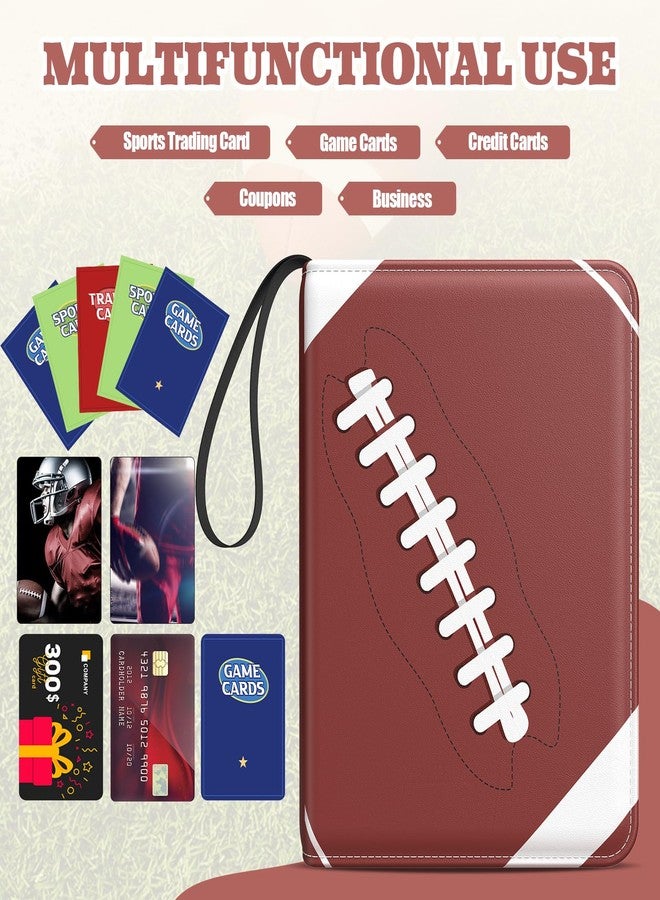 lanfrom Trading Card Binder with Sleeves, 4-Pocket Football Card Binder Premium 440 Double Sided Pocket PU Card Collection Binder, Display Case with Football Card Sleeves Card Holder Protectors Set - Image 5