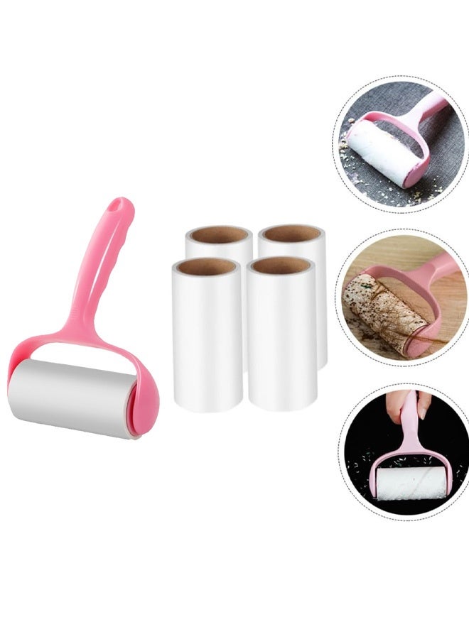 1 بكرة + 9 لفات من مجموعات الورق لإزالة الوبر المنزلي متعدد الوظائف بكرة شعر الحيوانات الأليفة للملابس والأثاث والفراش تتضمن مقبض وغطاء غبار محمول وسهل الاستخدام - Image 2