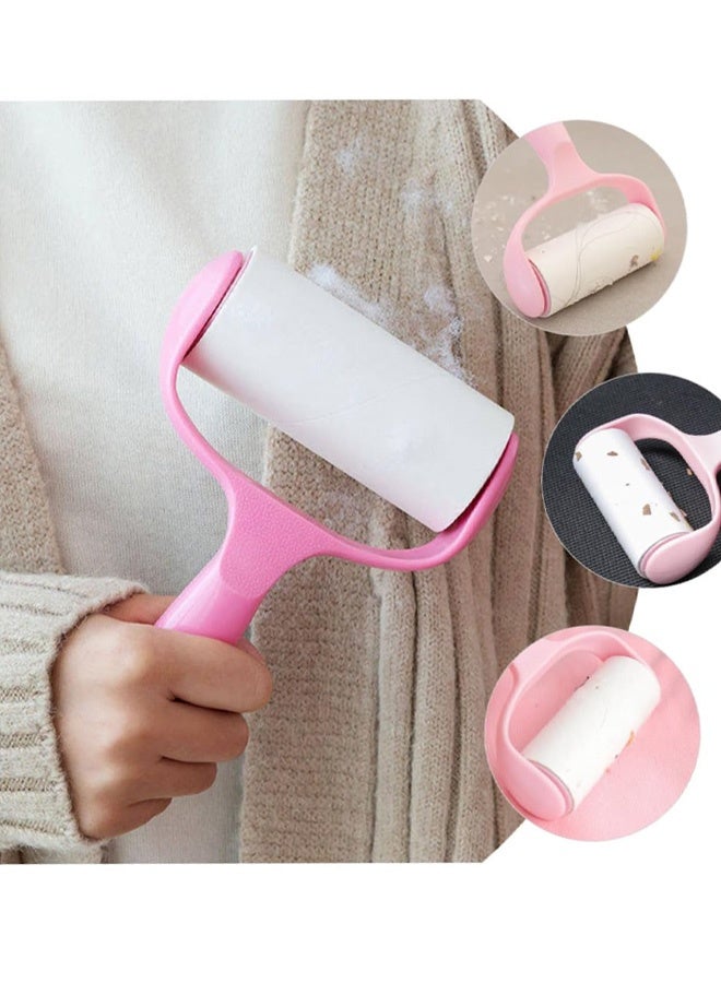 1 بكرة + 9 لفات من مجموعات الورق لإزالة الوبر المنزلي متعدد الوظائف بكرة شعر الحيوانات الأليفة للملابس والأثاث والفراش تتضمن مقبض وغطاء غبار محمول وسهل الاستخدام - Image 3