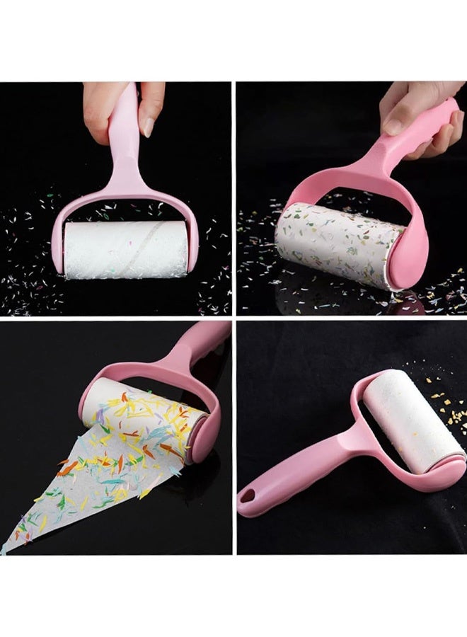 1 بكرة + 9 لفات من مجموعات الورق لإزالة الوبر المنزلي متعدد الوظائف بكرة شعر الحيوانات الأليفة للملابس والأثاث والفراش تتضمن مقبض وغطاء غبار محمول وسهل الاستخدام - Image 4