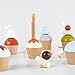 Pillowhale Wooden Cupcake Play Food Set 21 PCS Pretend Cupcakes with Interchangeable Toppings Candle Tray Piping Bag Mitt Birthday Cake Toy for Kids Kitchen Tea Party Play Ages 3 - Image 4