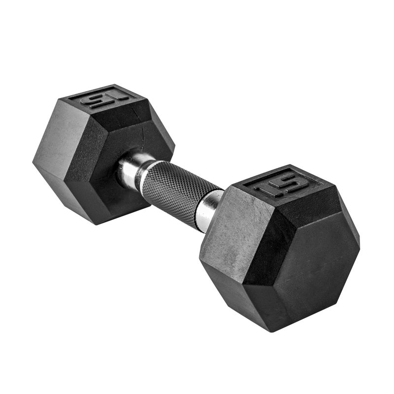 CAP Barbell دمبل هكس مطلي بالمطاط من CAP باربل 15 رطل مع مقبض مبطن - مفرد | مقبض مريح - Image 4