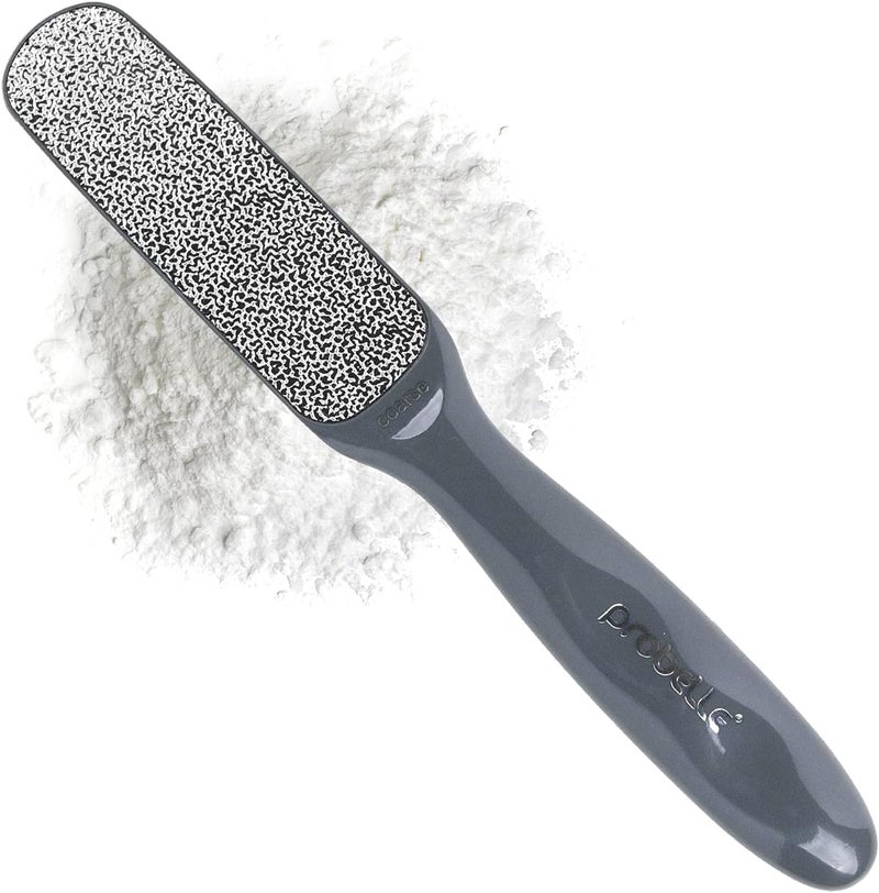 Probelle Double Sided Multidirectional Nickel Foot File Callus Remover Immediately Reduces calluses and Corns to Powder for Instant Results Safe Tool Dark Grey