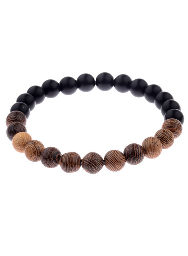 NIBEMINENT Natural Beads Ethnic Meditation Prayer Bracelet Black/Brown 18centimeter  - Image 1
