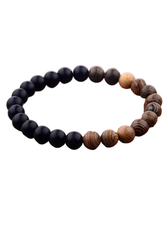 NIBEMINENT Natural Beads Ethnic Meditation Prayer Bracelet Black/Brown 18centimeter  - Image 2
