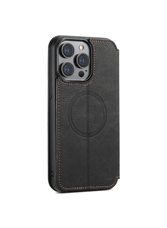 Suteni Case For iPhone 15 Pro J06 Retro Matte Litchi Texture Leather MagSafe Phone Case - Image 3