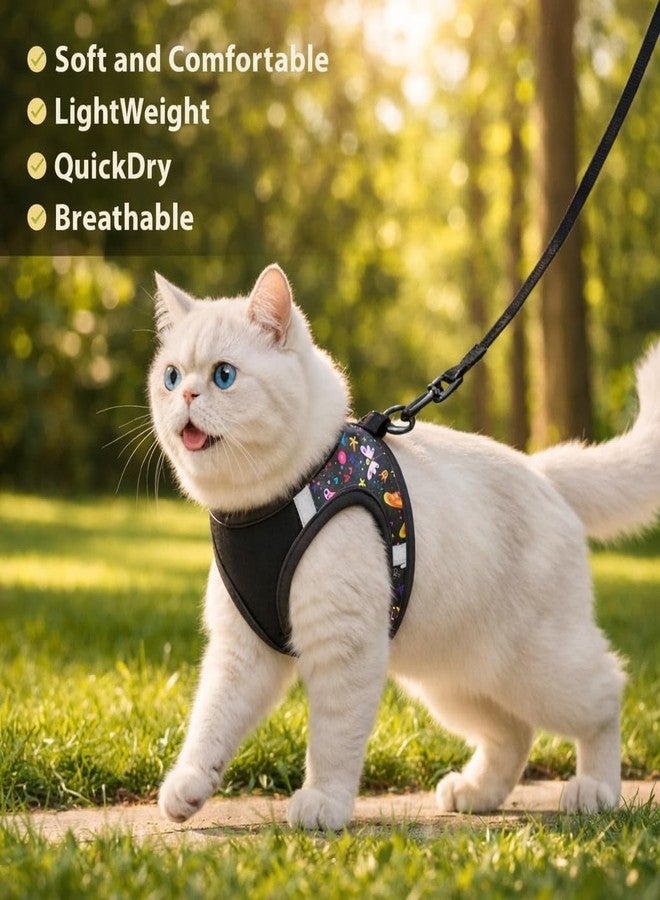 Berlin's PET ACCESSORIES Berlin's Cat Harness with Leash for Outdoor, Walking, Escape Proof, Air Mesh Fabric, Easy Control, Adjustable & Durable Cat Leash with Harness for Cats (Black-Printed Black, Medium) - Image 4