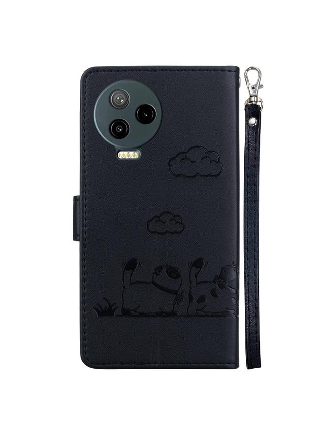 زبون جراب لهاتف Infinix Note 12 Pro 4G / Note 12 جراب هاتف جلدي برسومات قطط لطيفة بتقنية RFID - Image 3