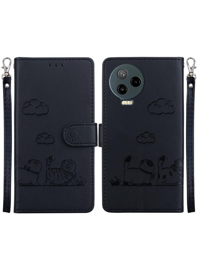 زبون جراب لهاتف Infinix Note 12 Pro 4G / Note 12 جراب هاتف جلدي برسومات قطط لطيفة بتقنية RFID - Image 1