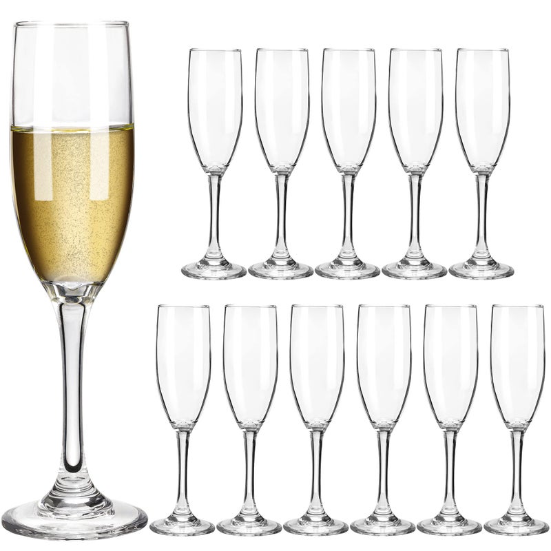 HAKEEMI Champagne Flutes Set of 12 6 oz Classic Champagne Glasses Bulk Elegant Toasting Flutes