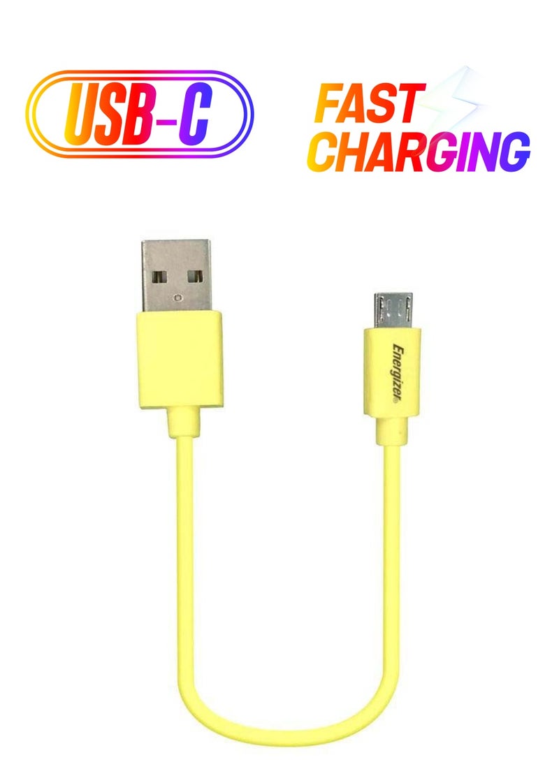 Energizer HighTech micro-USB Charging Cable, Data Sync, Pocket Size Yellow - Image 1