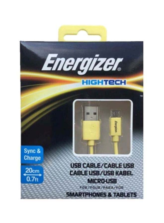 Energizer HighTech micro-USB Charging Cable, Data Sync, Pocket Size Yellow - Image 2