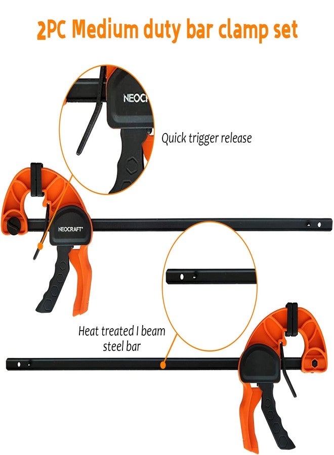Neocraft Quick Release Ratchet Bar Clamps for Woodworking (2 Pieces Set 36'') - Light Duty Adjustable One-Handed Clamp for Woodworking & Furniture Manufacturing & Assembly - Image 2