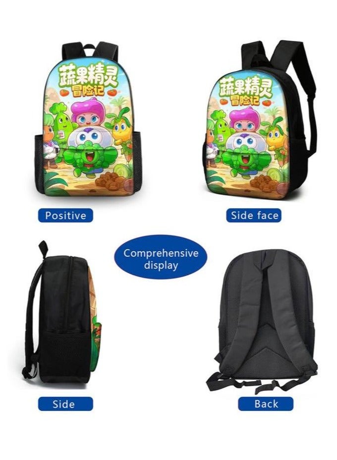 Cartoon three-piece schoolbag with front pocket - 454  - Image 3
