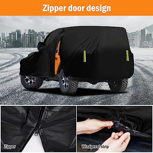 Migaven Waterproof Car Cover for Jeep Wrangler 2 Door 1987-2023 JK JL CJ YJ TJ Outdoor Sun Rain Snow Hail Protection with Driver Door Zipper - Image 4