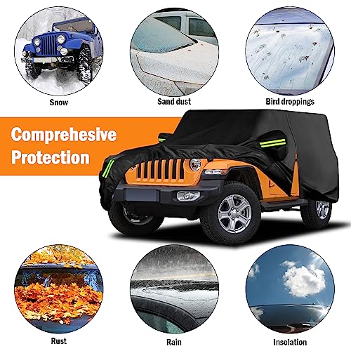 Migaven Waterproof Car Cover for Jeep Wrangler 2 Door 1987-2023 JK JL CJ YJ TJ Outdoor Sun Rain Snow Hail Protection with Driver Door Zipper - Image 5