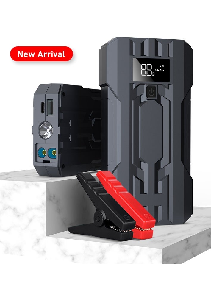 Luttec 10000mAh car emergency start power supply, 12V car battery emergency start power supply, with forced start button and USB output, large LCD display screen, 600 flow light, battery charger, car battery charger, battery booster emergency start power supply, portable car battery, car portable battery, emergency start capacitor, mobile power car starter  - Image 5
