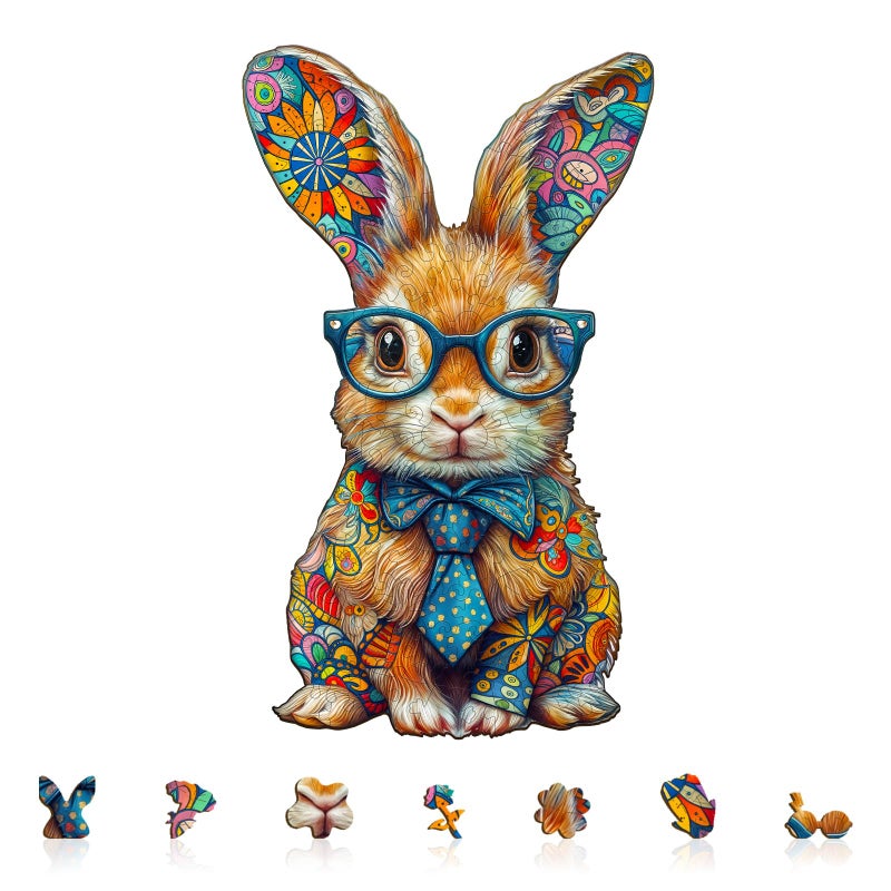 SECOGM Wooden Puzzles for Adults Colorful Bunny Wood Puzzles Adult Unique Animal Shape Wooden Jigsaw Puzzles for Adults Birthday Gifts for Puzzle Lovers Family 114 68in 200 Pieces - Image 3