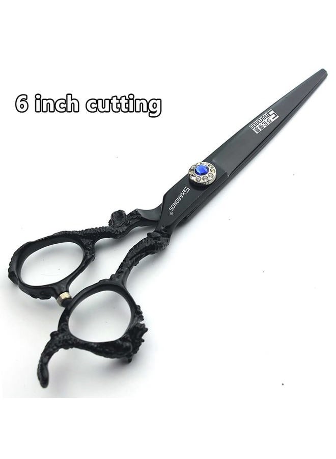 AXEMOORE مقص حلاقة الشعر 6+7 بوصة مصمم حلاق أسود لوحة تنين 440C مقص قص الشعر + مقص تخفيف (3 قطع) - Image 3