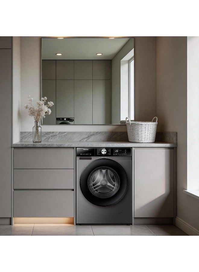 Hisense, 9 kg, Washing Machine, Inverter, 15 Programs, Grey, WF3S9043BT WF3S9043BT black - Image 2