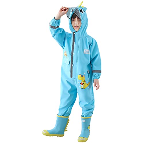 Fewlby Kids Toddler Boys Girls Rain Suit Waterproof One Piece Coverall XL Size 5-6 Years - Image 2