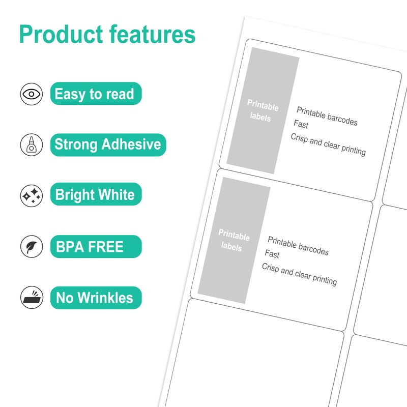 L LIKED 3-1/3" x 4" Shipping Labels 30 Sheets, Total 180 Printable White Sticker Labels, Laser/Inkjet Printing - Matte - Image 3