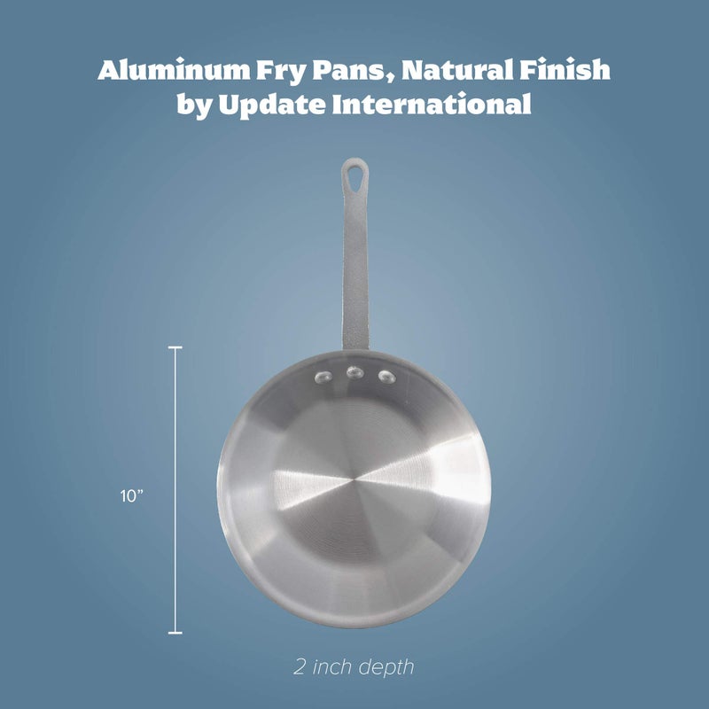 Update International 10 Inch Natural Finish Aluminum Frying Pan, Fry Pan, Commercial Grade - NSF Certified - Image 2
