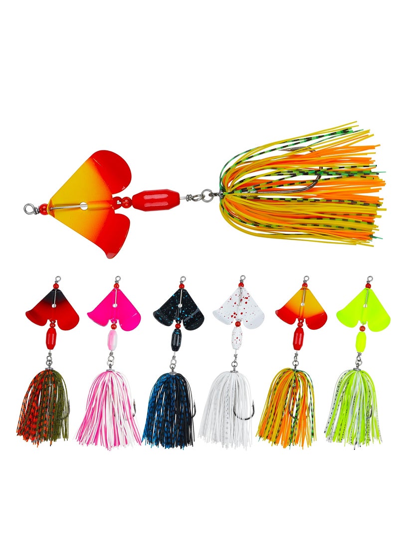 Excefore Bass Fishing Lures Kit, 6pcs Fishing Buzzbait, Lure Bass Spinner Baits Kit Buzzbait for Bass Fishing Multicolor Swimbait Topwater, Metal Spinnerbait Fishing Lure for Bass Pike Trout Fishing  - Image 1