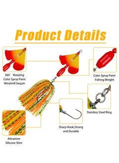 Excefore Bass Fishing Lures Kit, 6pcs Fishing Buzzbait, Lure Bass Spinner Baits Kit Buzzbait for Bass Fishing Multicolor Swimbait Topwater, Metal Spinnerbait Fishing Lure for Bass Pike Trout Fishing  - Image 4