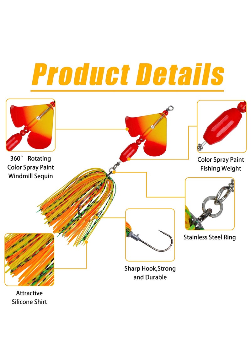 Excefore Bass Fishing Lures Kit, 6pcs Fishing Buzzbait, Lure Bass Spinner Baits Kit Buzzbait for Bass Fishing Multicolor Swimbait Topwater, Metal Spinnerbait Fishing Lure for Bass Pike Trout Fishing  - Image 4