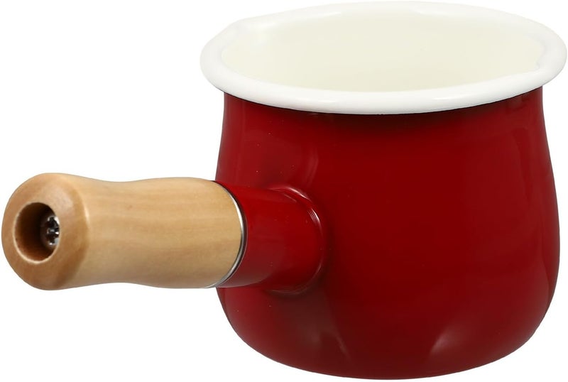 Abaodam Enamel Cooking Pot Milk Saucepan Thickened Soup Pan Red Small Kitchen Cookware for Stove Top Heating and Milk Steaming - Image 1