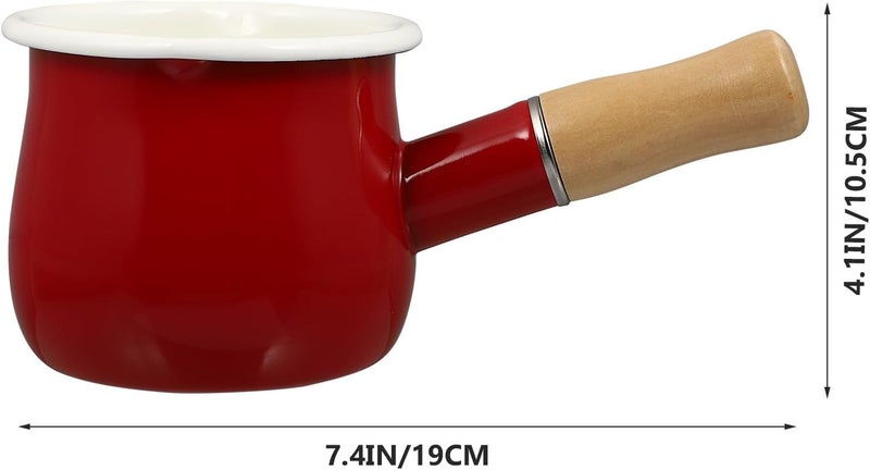 Abaodam Enamel Cooking Pot Milk Saucepan Thickened Soup Pan Red Small Kitchen Cookware for Stove Top Heating and Milk Steaming - Image 2