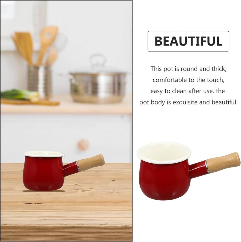 Abaodam Enamel Cooking Pot Milk Saucepan Thickened Soup Pan Red Small Kitchen Cookware for Stove Top Heating and Milk Steaming - Image 3
