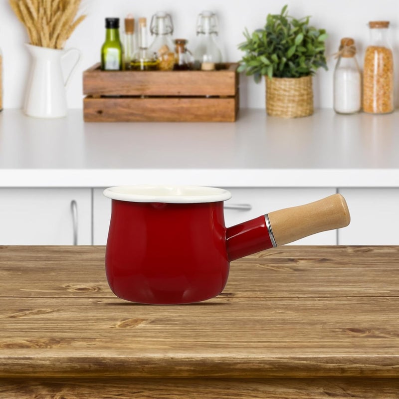 Abaodam Enamel Cooking Pot Milk Saucepan Thickened Soup Pan Red Small Kitchen Cookware for Stove Top Heating and Milk Steaming - Image 4