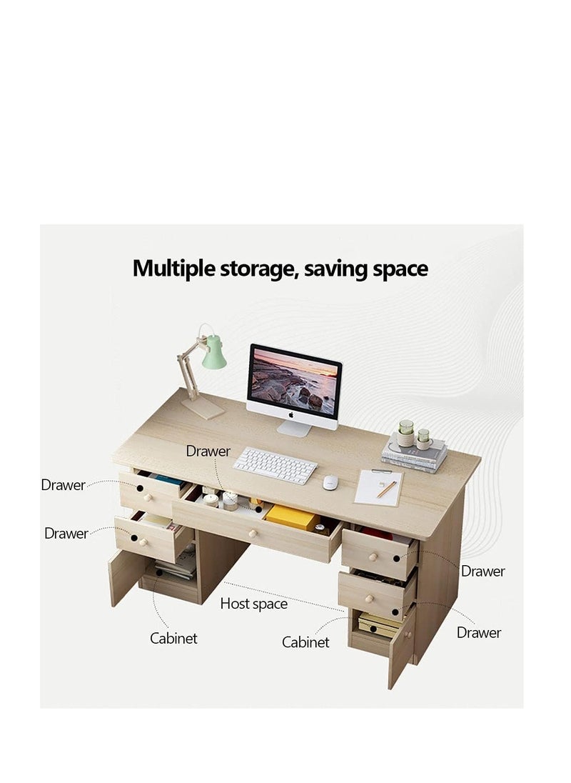 Generic - Computer Desk, Writing Desk with Drawers, Home Office Study Desk, Computer Table Work Desk Corner Desk (A130S) - Image 1