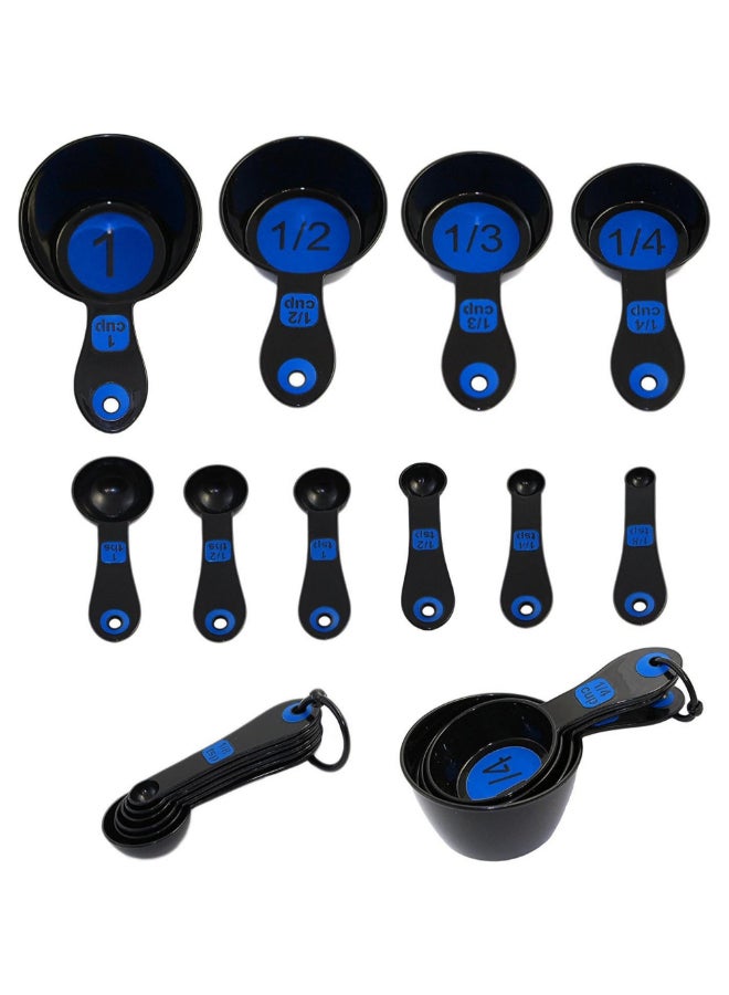 Chef Craft Dishwasher Safe Plastic Measuring Cup and Spoon Set Blue and Black 48.387 x 19.05 x 13.97 cm 42018 - Image 2