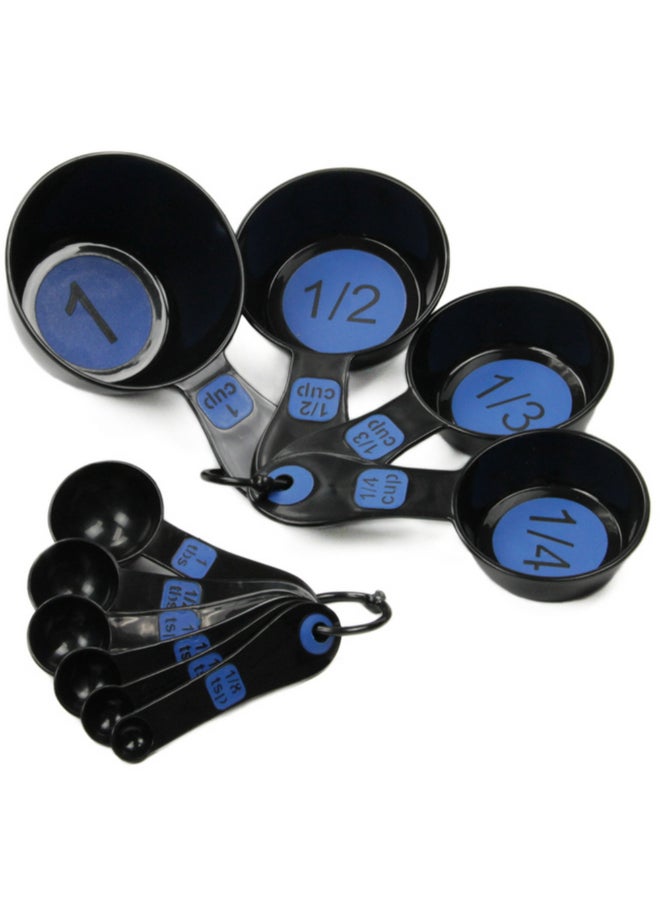 Chef Craft Dishwasher Safe Plastic Measuring Cup and Spoon Set Blue and Black 48.387 x 19.05 x 13.97 cm 42018 - Image 1