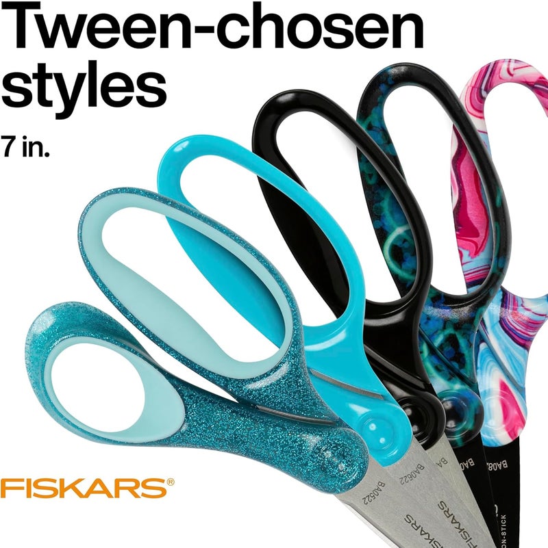 Fiskars 7 Student Scissors for Kids Ages 1214 3Pack Scissors for School or Crafting Back to School Supplies Purple Blue and Turquoise - Image 5