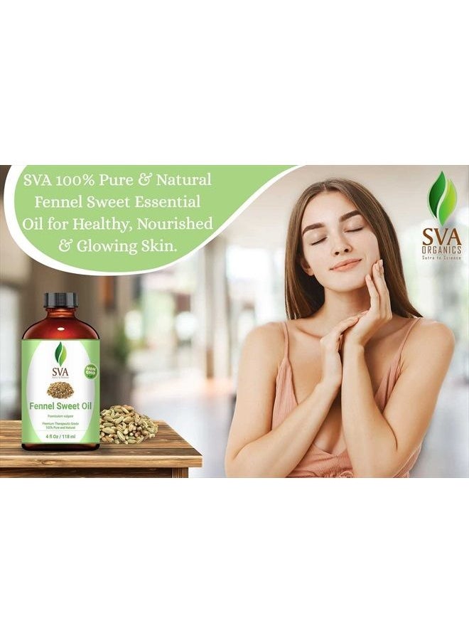 SVA Organics - SVA Fennel Sweet Essential Oil- 118 ml (4 fl. oz.) 100% Pure, Natural & Premium Therapeutic Grade for Glowing Skin, Strengthened Hair, Aromatherapy & Massage - Image 1