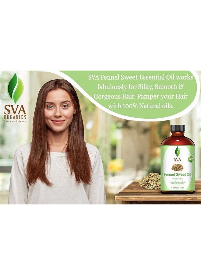 SVA Organics - SVA Fennel Sweet Essential Oil- 118 ml (4 fl. oz.) 100% Pure, Natural & Premium Therapeutic Grade for Glowing Skin, Strengthened Hair, Aromatherapy & Massage - Image 1