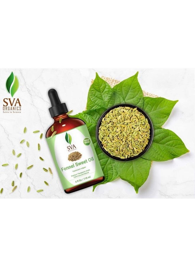 SVA Organics - SVA Fennel Sweet Essential Oil- 118 ml (4 fl. oz.) 100% Pure, Natural & Premium Therapeutic Grade for Glowing Skin, Strengthened Hair, Aromatherapy & Massage - Image 1