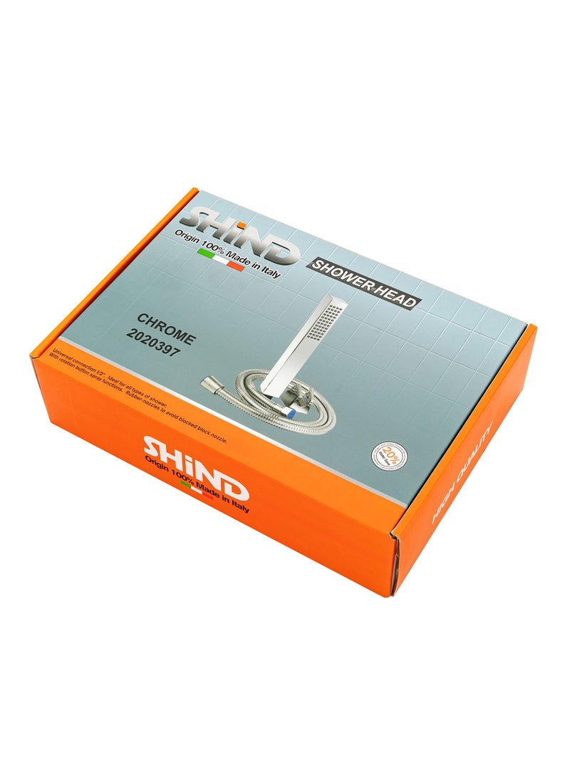 SHIND Slim Handheld Shower Head with High-Pressure Stream – Modern Square Design, Anti-Clog Nozzles, Chrome Silver Finish - Image 4
