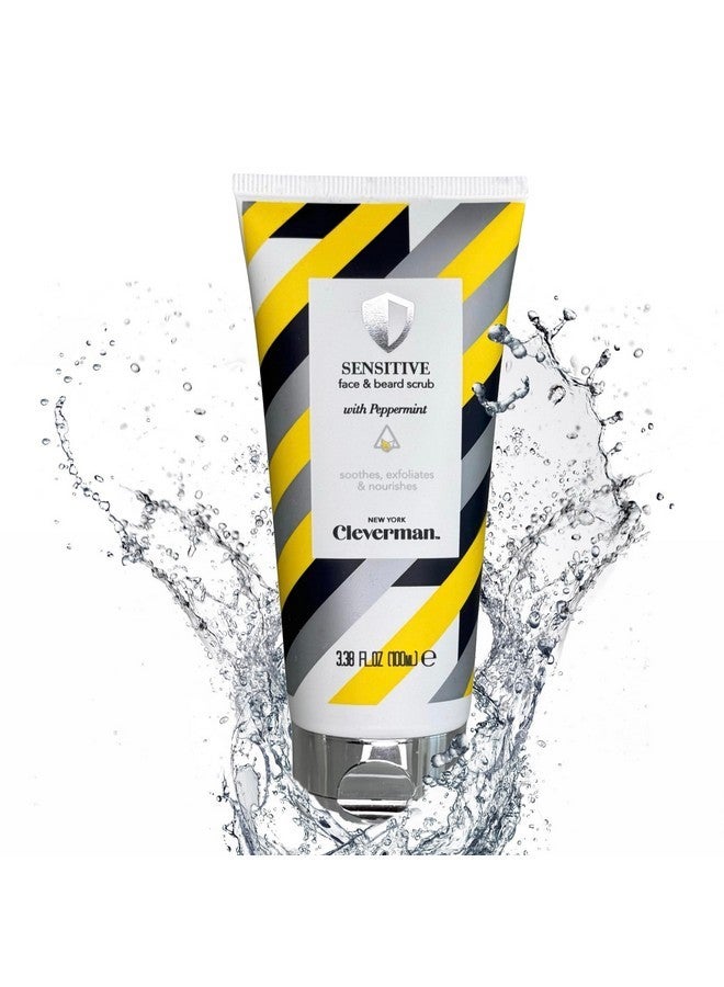 Cleverman Sensitive Face and Beard Scrub for Men, 100ml, Peppermint-Infused Exfoliating Facial Cleanser - Image 1