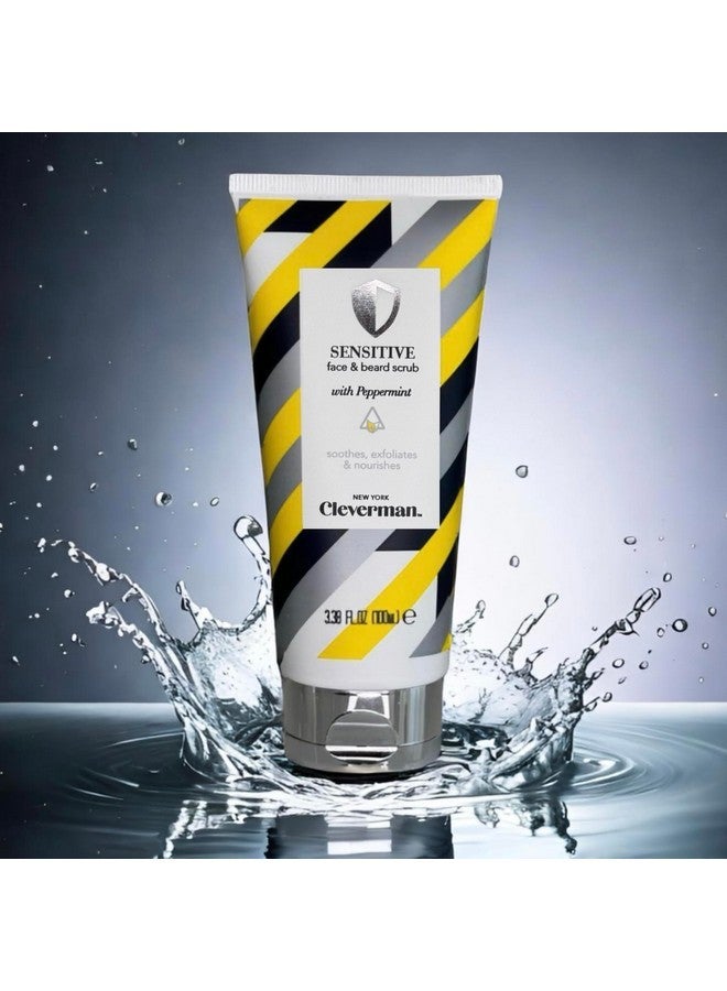 Cleverman Sensitive Face and Beard Scrub for Men, 100ml, Peppermint-Infused Exfoliating Facial Cleanser - Image 4