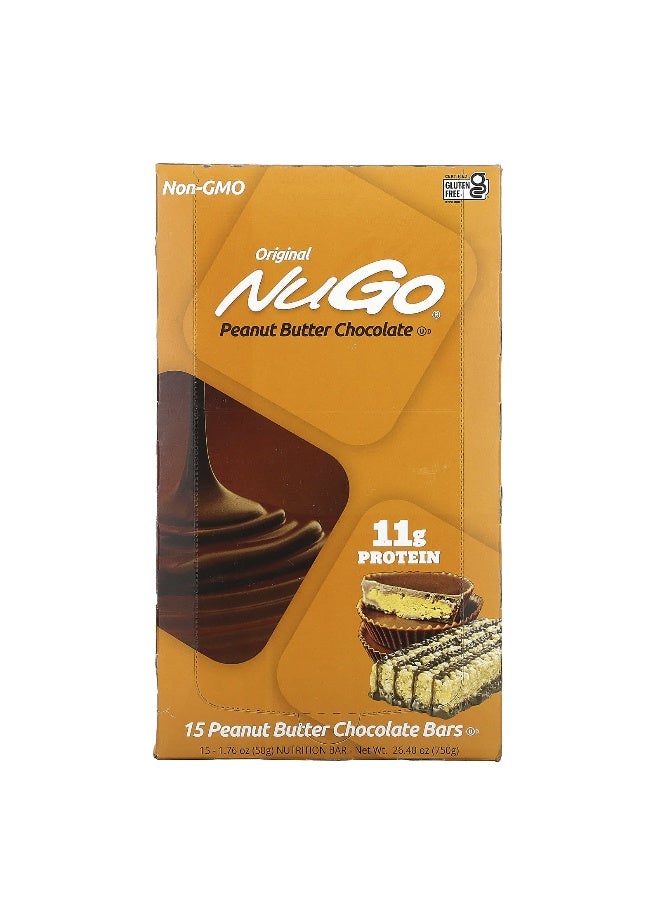 NuGo Nutrition NuGo Nutrition, Original Peanut Butter Chocolate Bars, 15 Bars, 1.76 oz (50 g) Each  - Image 1